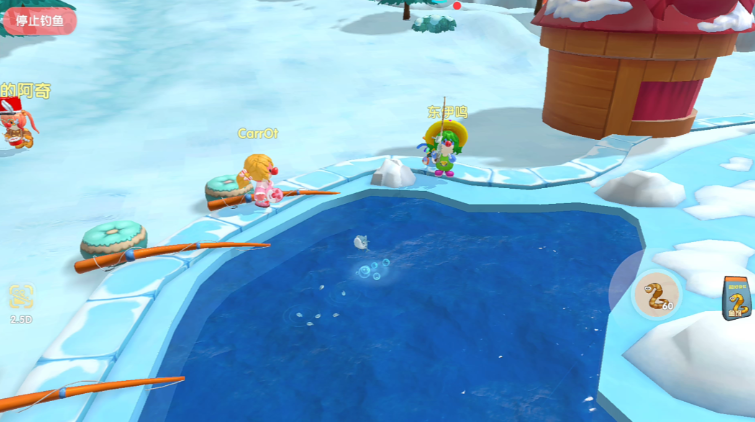 摩尔庄园在雪山怎么用初级鱼竿